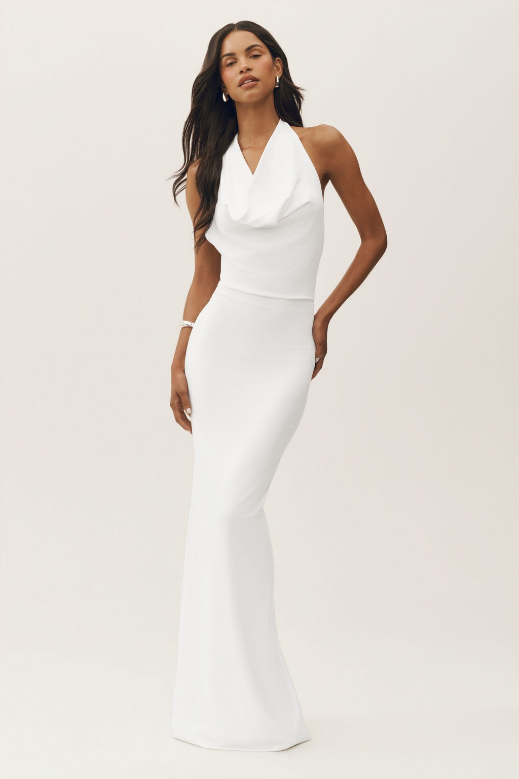 Summer Soiree Halter Maxi Dress - White