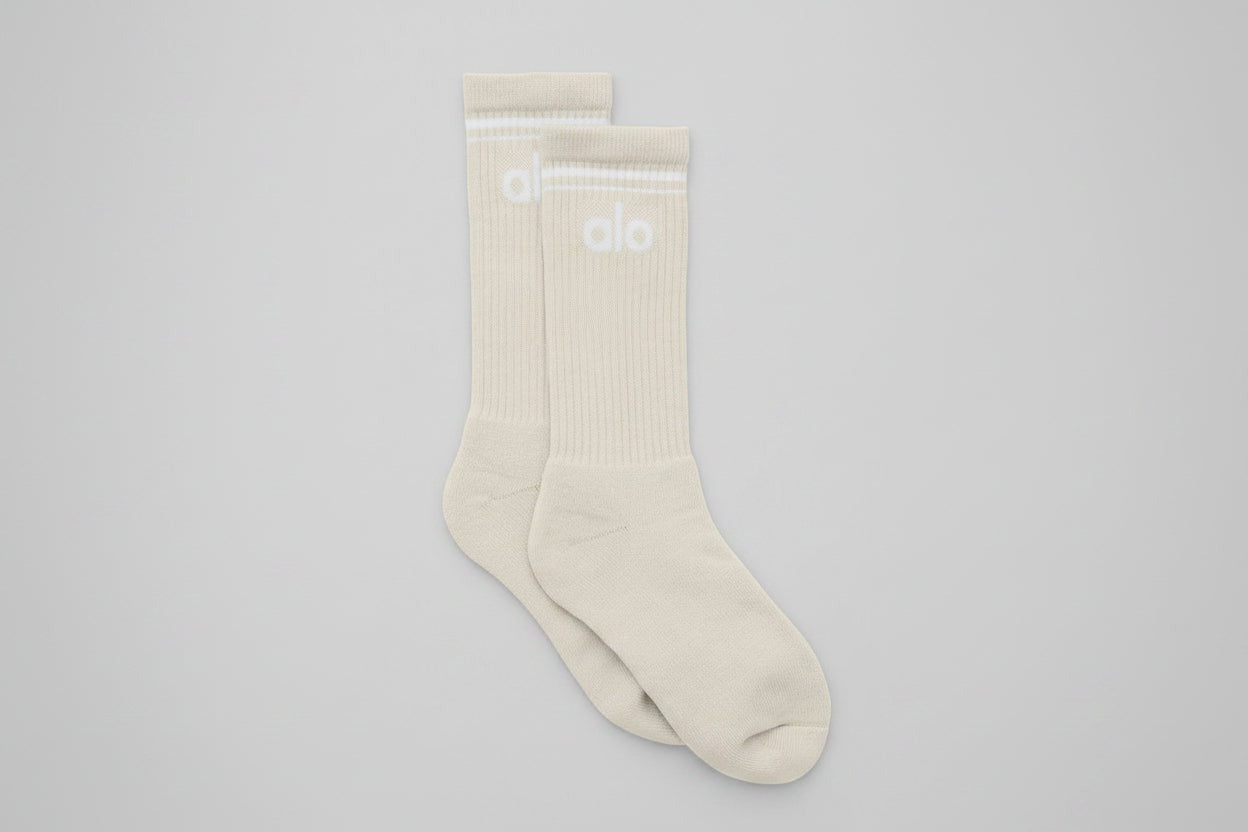 Unisex Throwback Sock - Bone/White