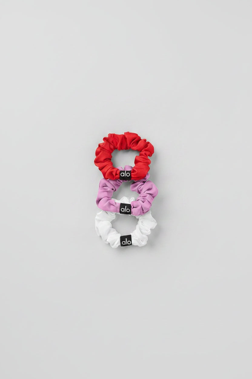 Fresh Mini Scrunchie 3-Pack - Bright Red/Candy Heart Pink/White