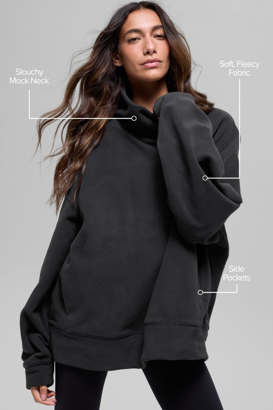 Polar Fleece Hazy Pullover - Black