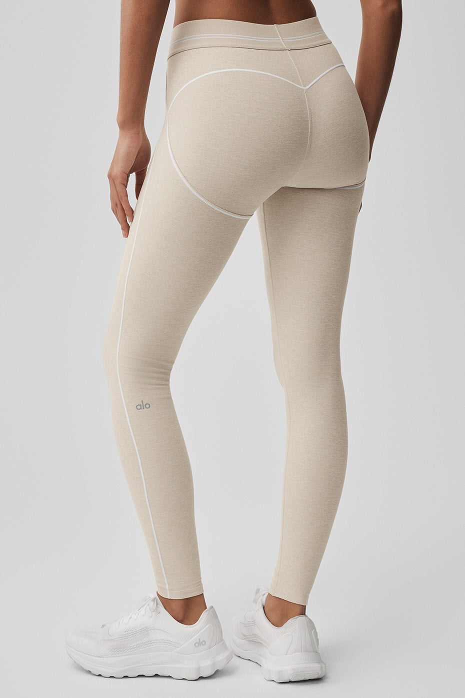 Alosoft High-Waist Heart Throb Legging - Oatmeal Heather/White