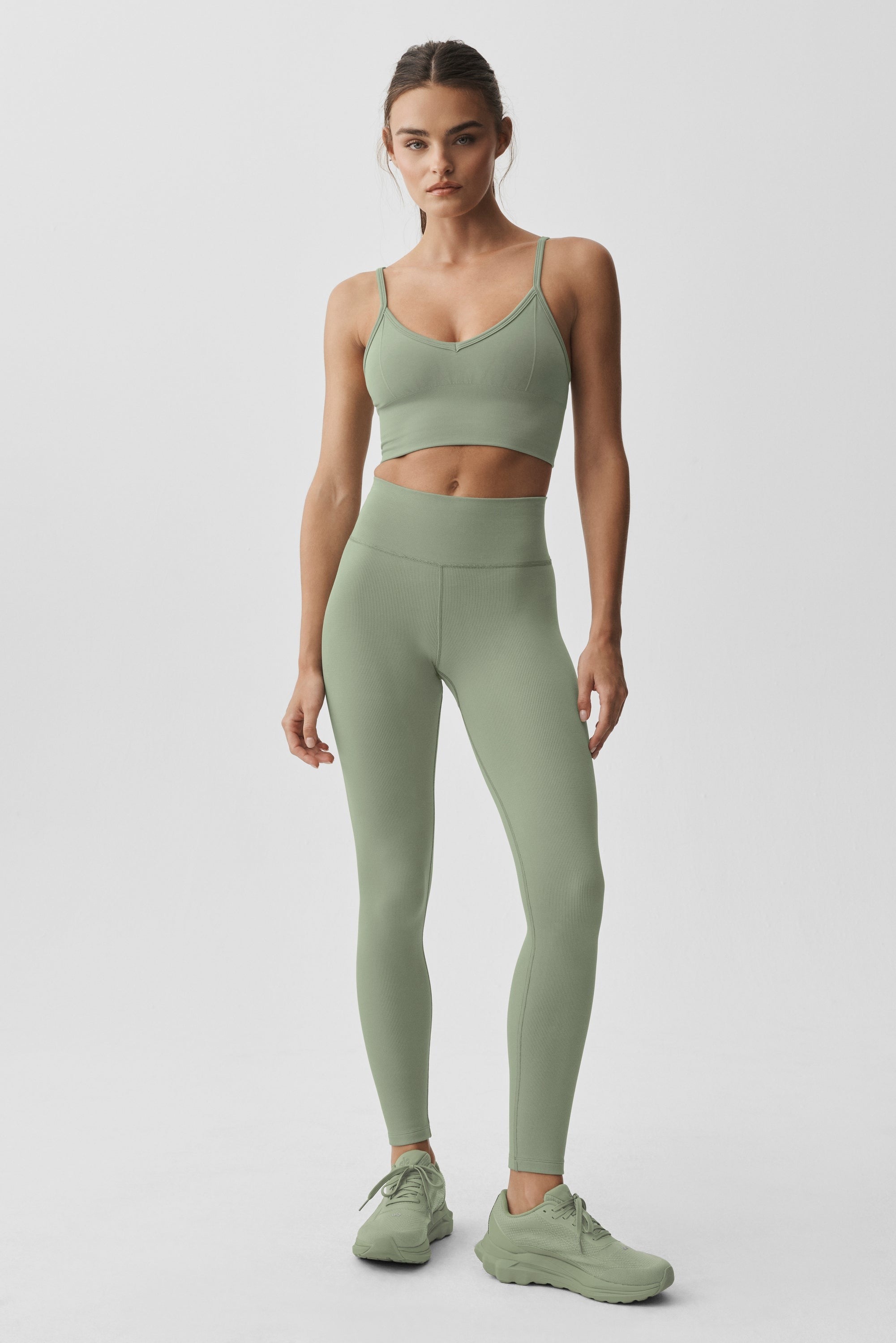 Seamless Modal Ribbed High-Waist 7/8 Legging - Dune Grass