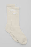 Unisex Throwback Sock - Bone/White
