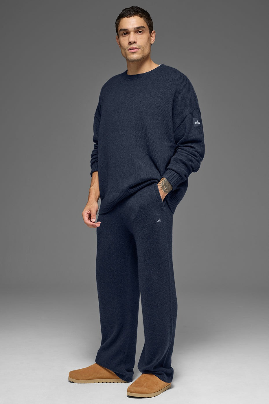 Unisex Wool Cashmere New Class Crewneck Sweater - Navy