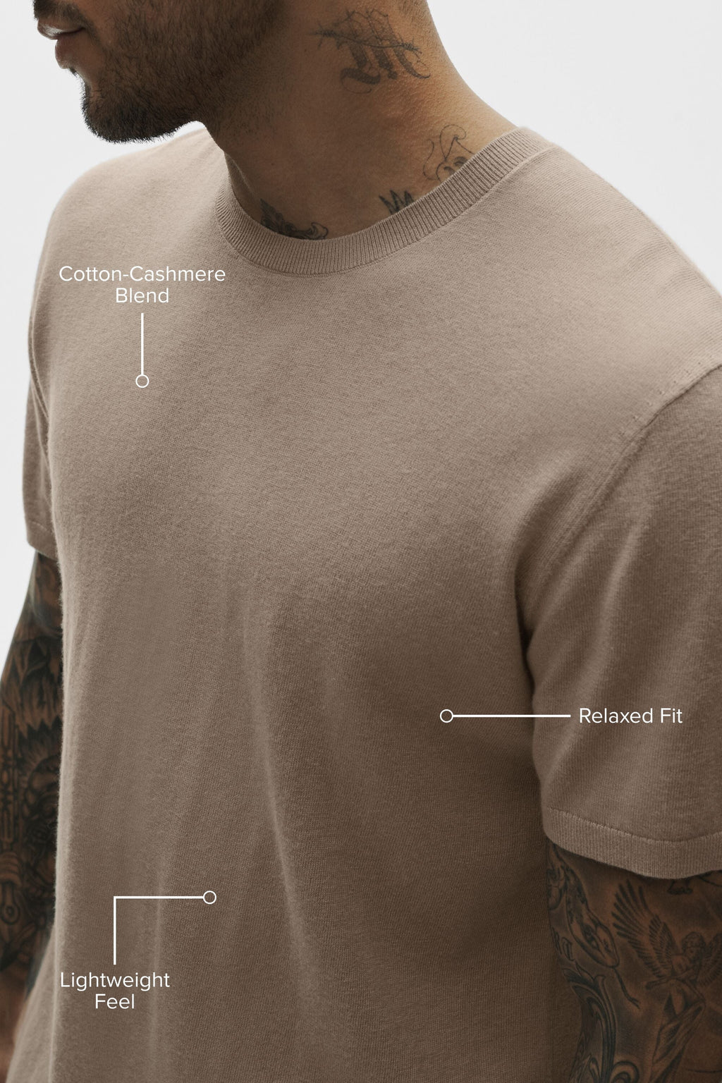 Cotton Cashmere Ever Soft Short Sleeve Crew - Gravel