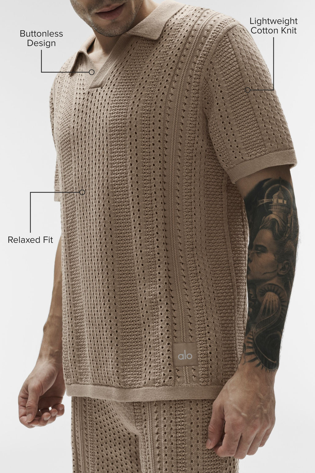 Coastline Knit Short Sleeve Polo - Gravel