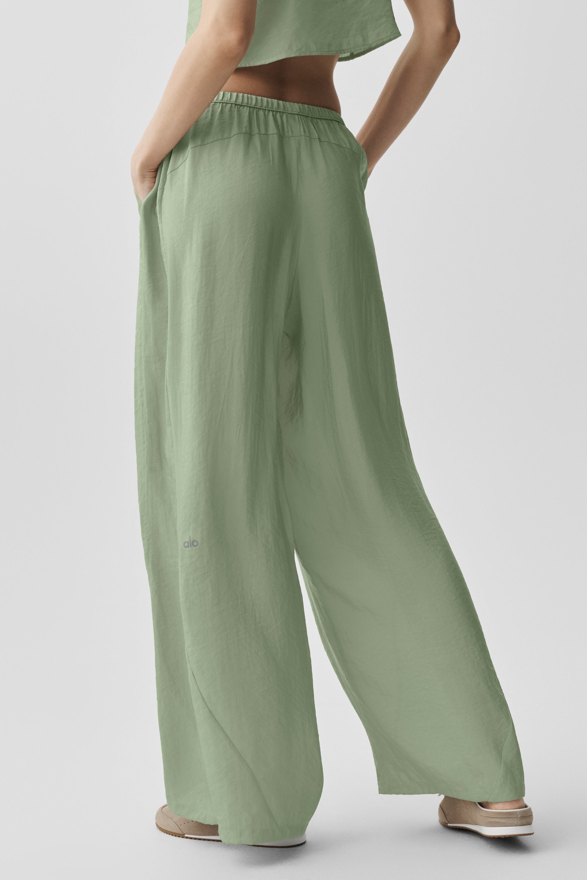 Semi-Sheer Golden Hour High-Waist Straight Leg Pant - Dune Grass