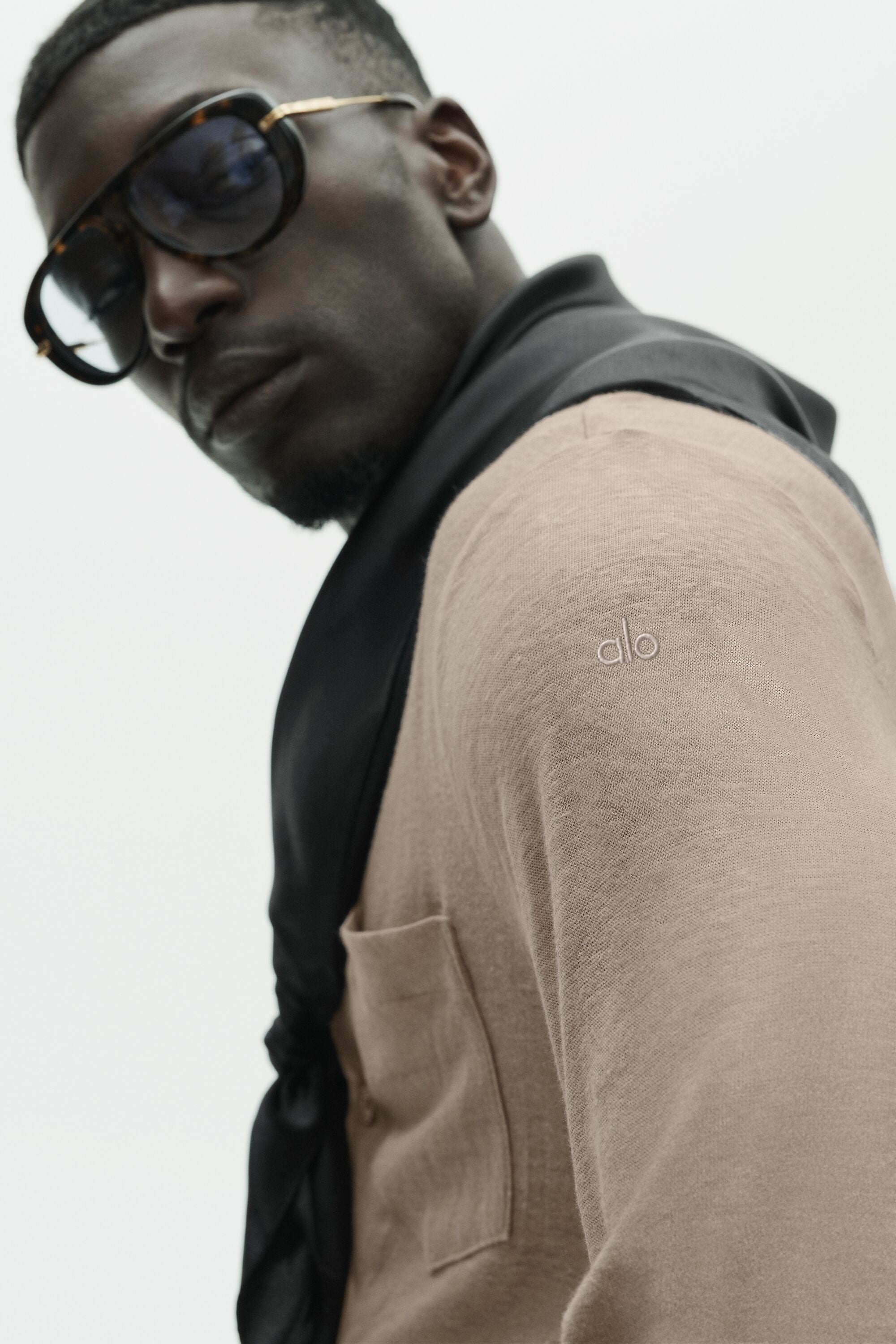 Linen Jersey Coastal Long Sleeve Button Up - Gravel