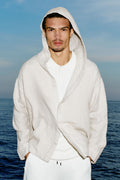 Linen Days Button Up Hoodie - Bone