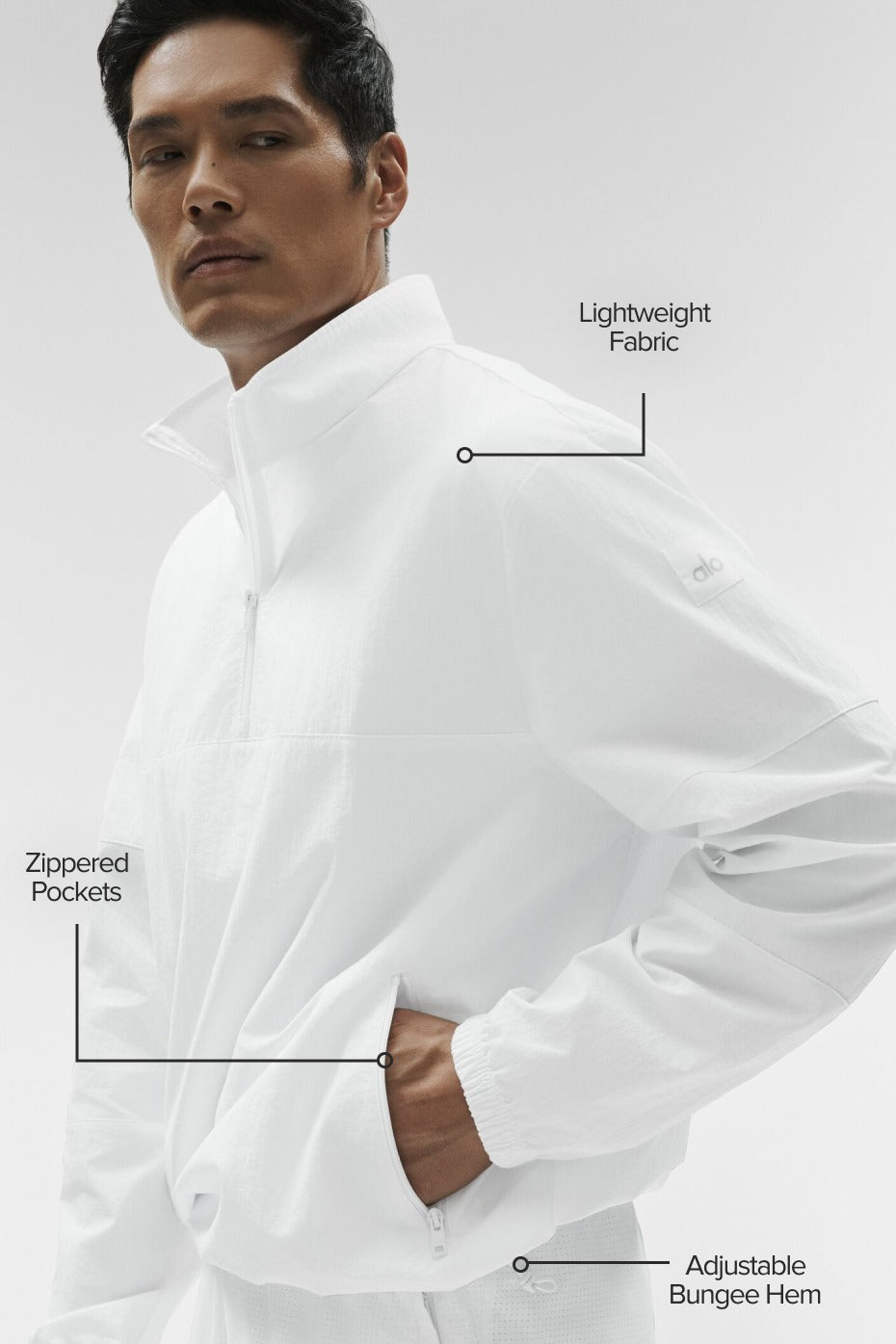 Light Weight Takeaway Track Pullover - White