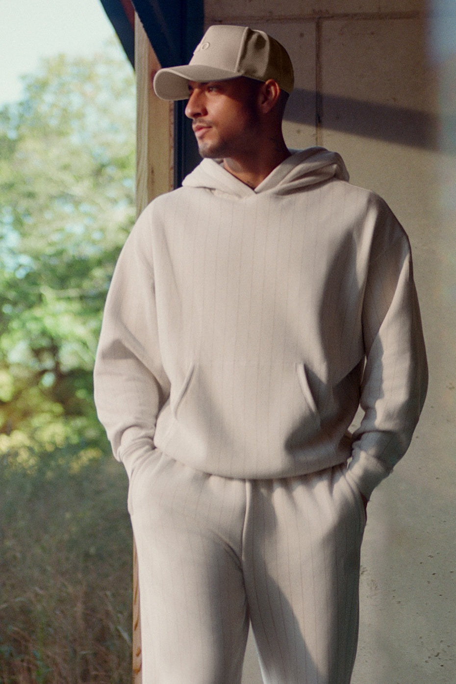 Pinstripe Hoodie - Bone Pinstripe