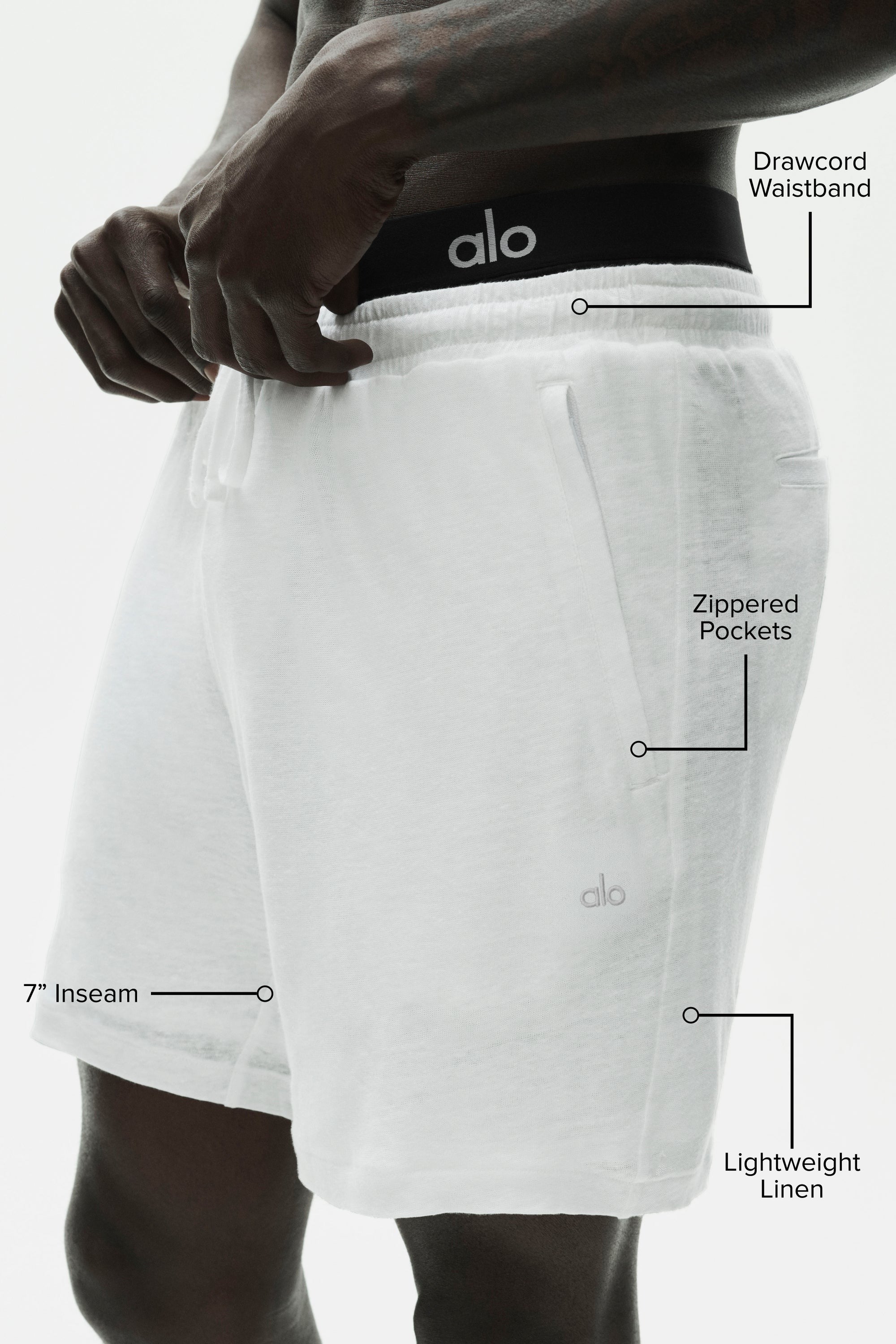 7" Linen Jersey Coastal Short - White