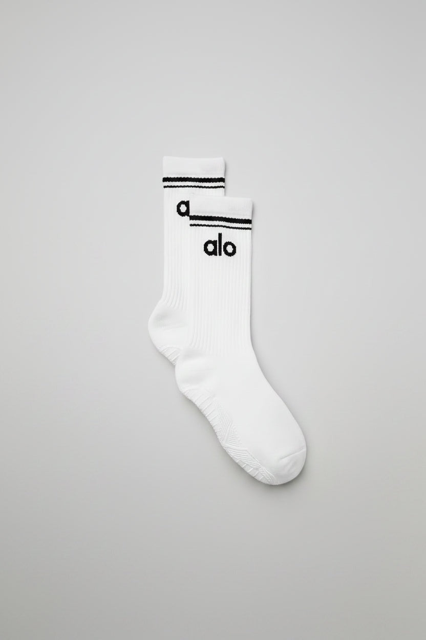 Women's Throwback Barre Sock - White/Black