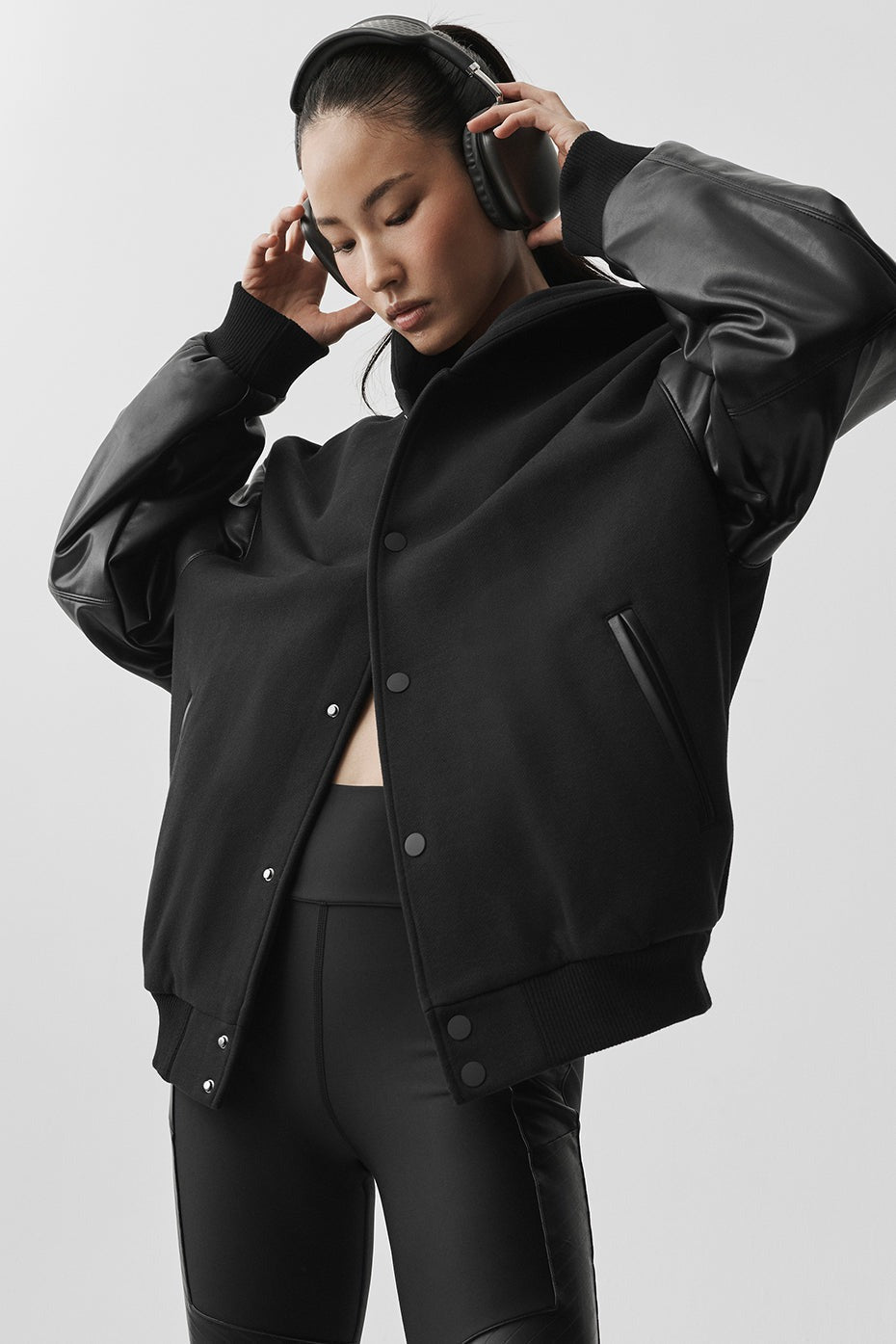 Select Hooded Bomber Jacket - Black