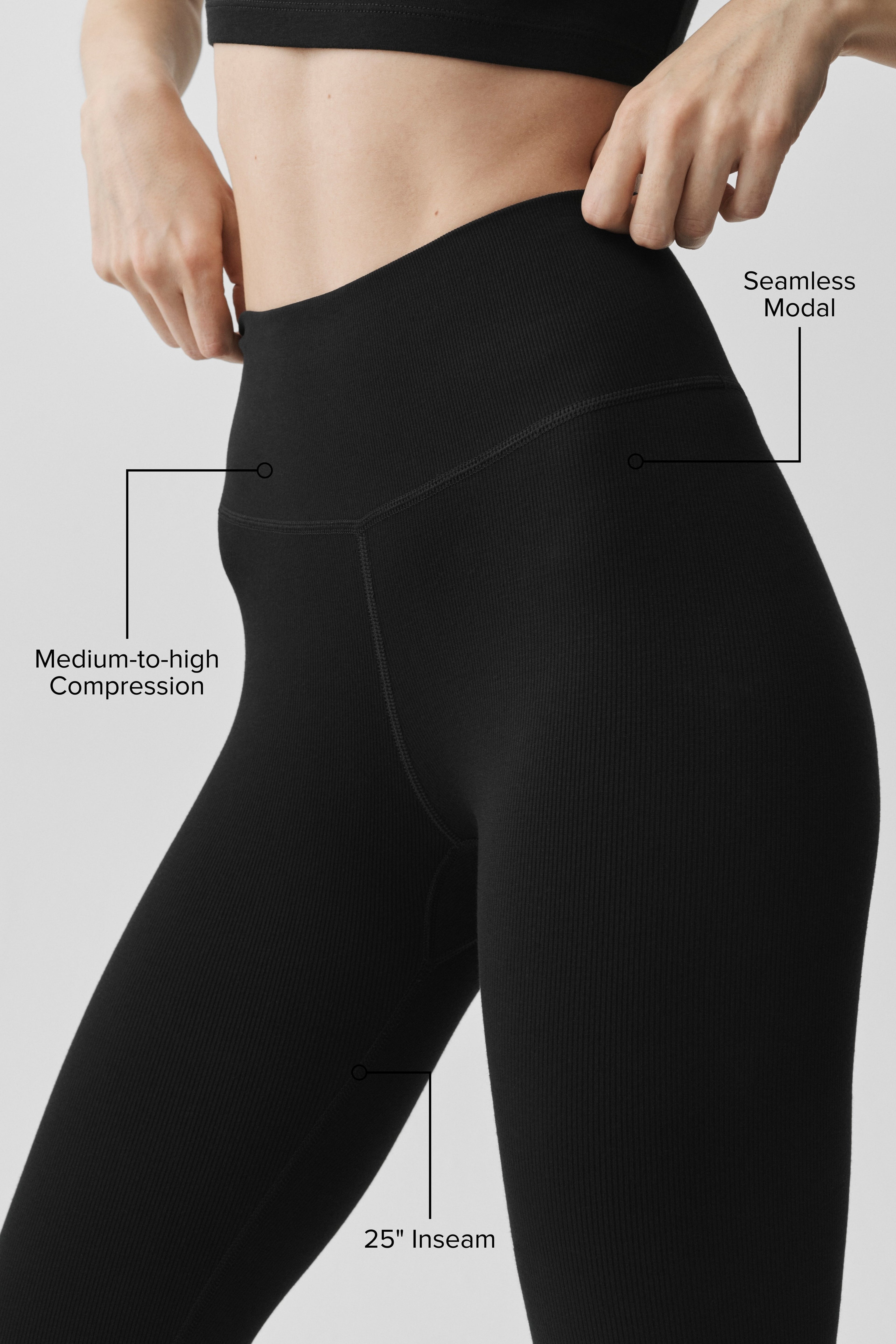 Seamless Modal Ribbed High-Waist 7/8 Legging - Black