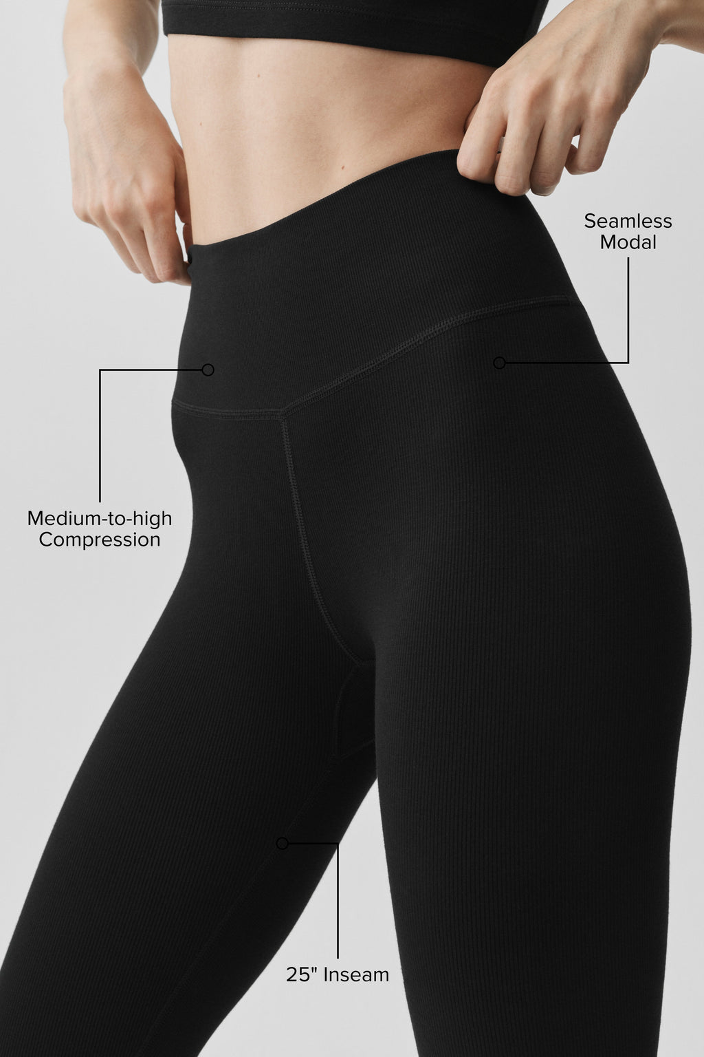 Seamless Modal Ribbed High-Waist 7/8 Legging - Black