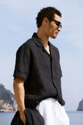 Linen Days Short Sleeve Button Up - Black
