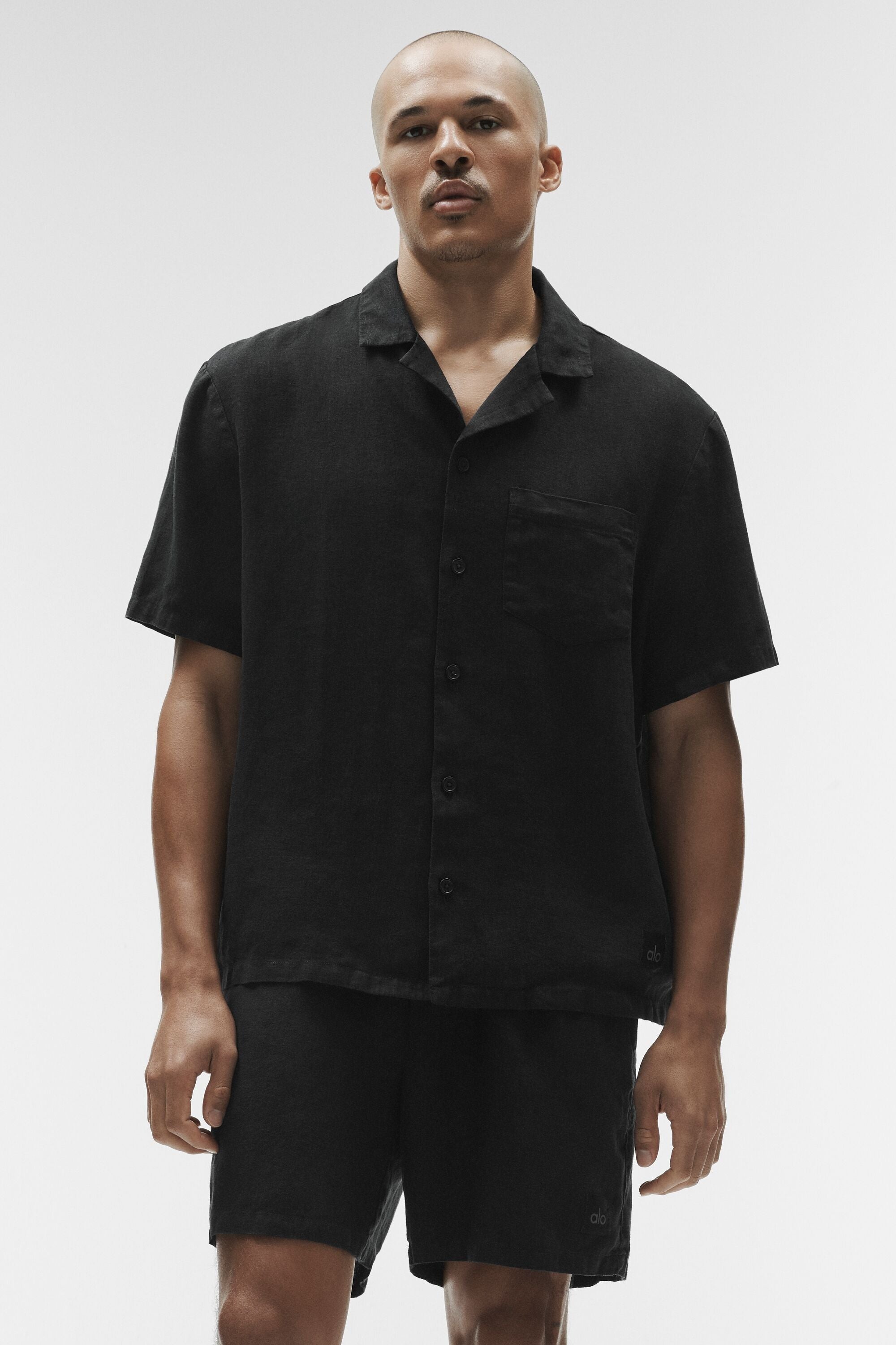 Linen Days Short Sleeve Button Up - Black