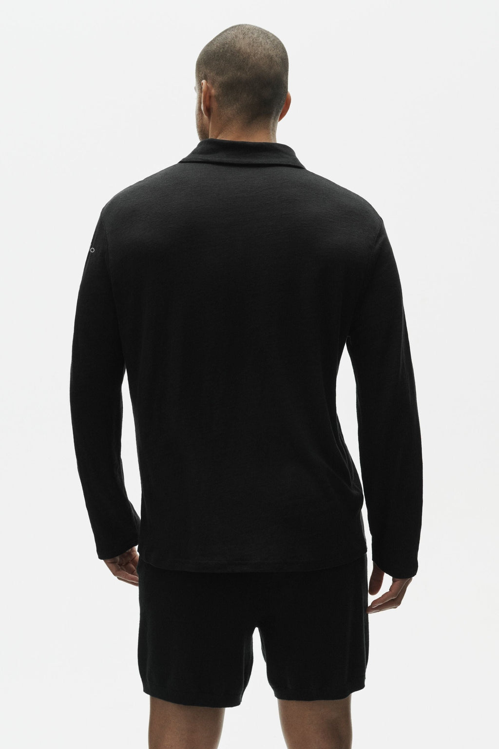Linen Jersey Coastal Long Sleeve Pullover - Black