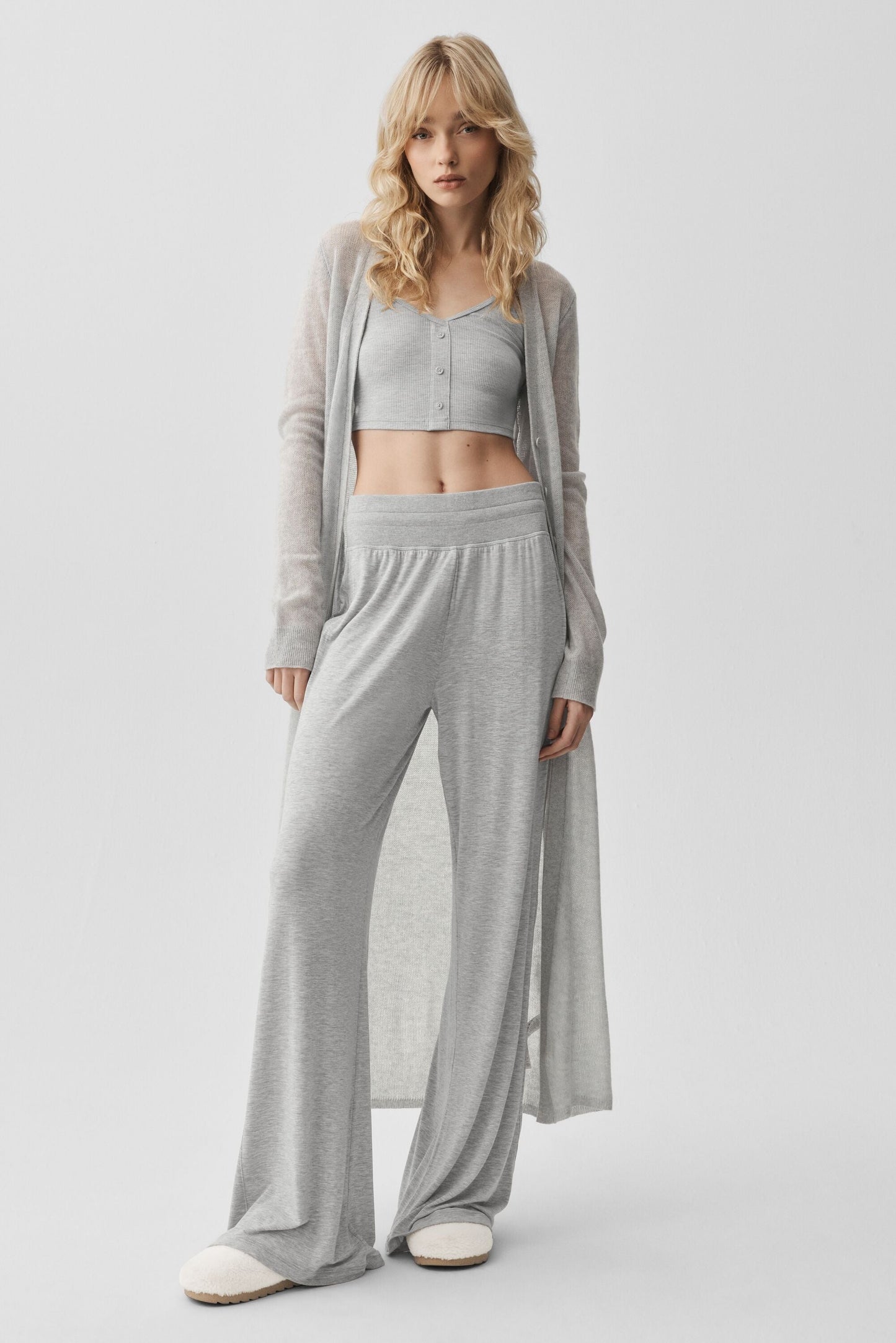 Sheer Cashmere Long Cardigan - Athletic Heather Grey