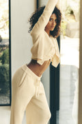 Snuggle Up Sweater High-Waist Wide Leg Pant - Candlelight Yellow
