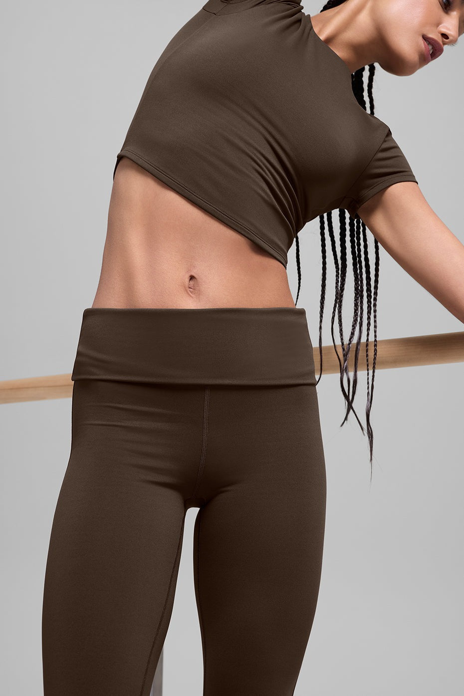 ALO Softsculpt Foldover Flare Legging (Short) - Espresso