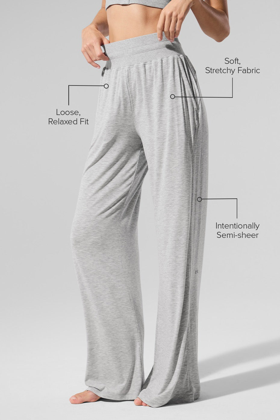 Semi-Sheer Delicate Lounge Flare Pant (Regular) - Athletic Heather Grey
