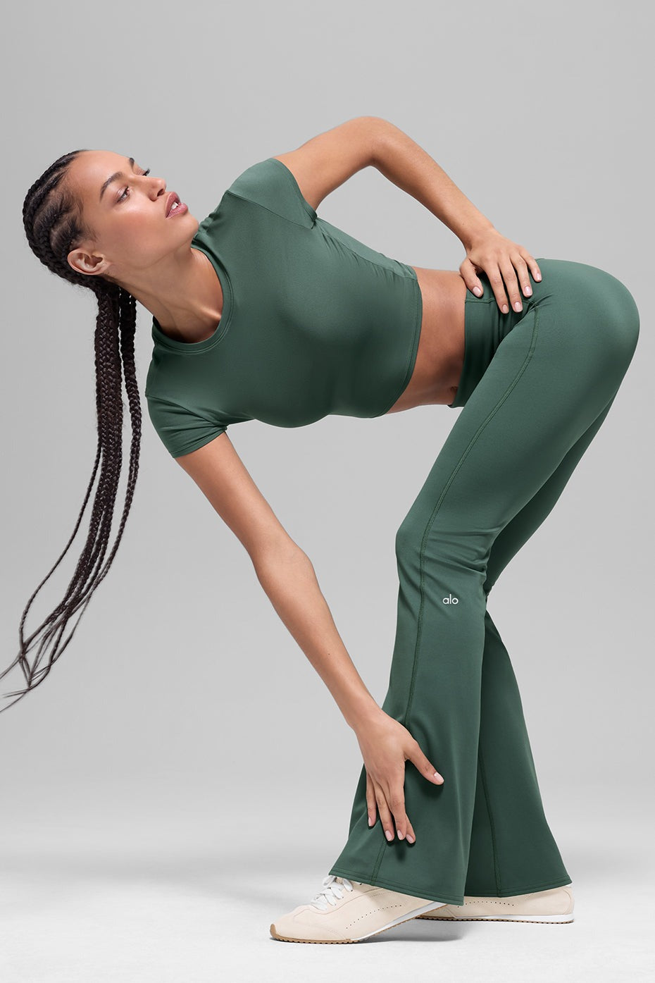ALO Softsculpt Foldover Flare Legging (Short) - Clover Green