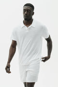 Linen Jersey Coastal Short Sleeve Polo - White