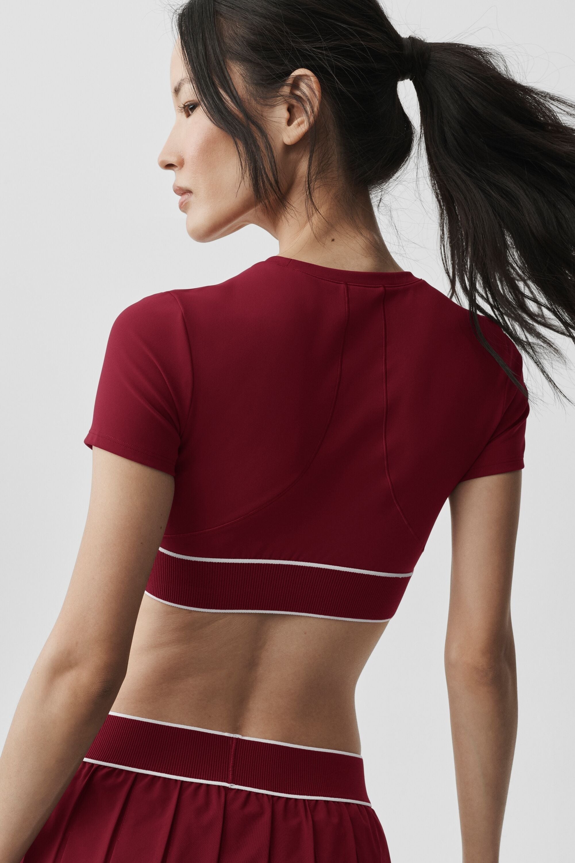 ALO Softsculpt Amp It Up Short Sleeve Bra - Summer Romance Red