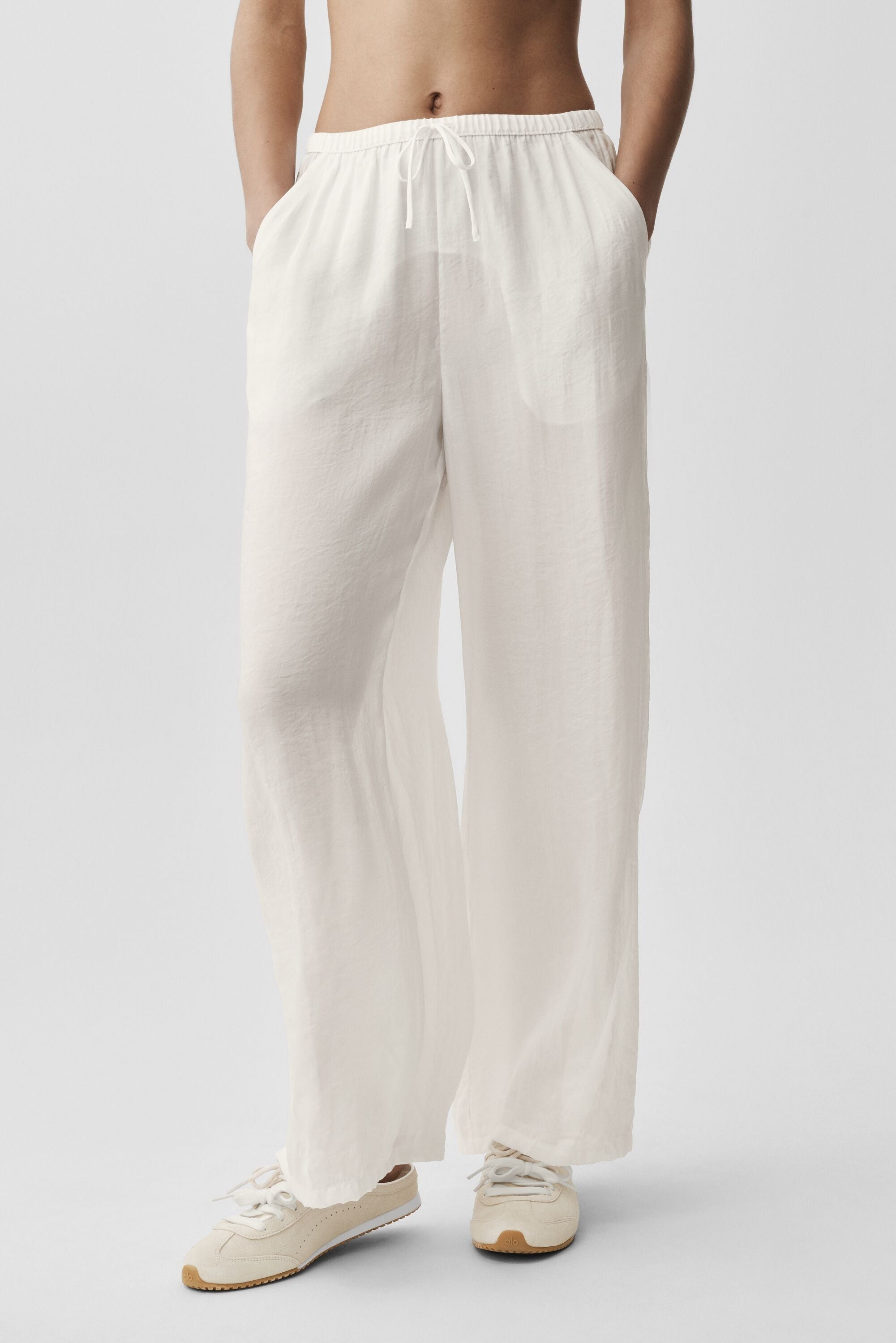 Semi-Sheer Golden Hour High-Waist Straight Leg Pant - Ivory