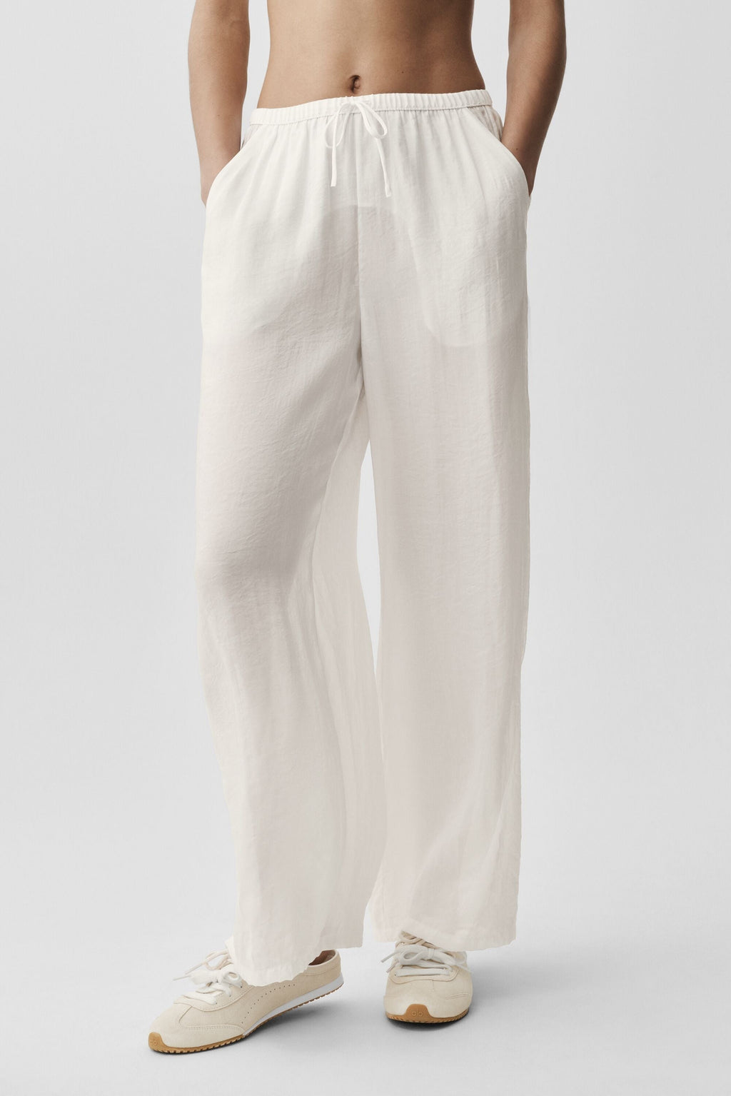 Semi-Sheer Golden Hour High-Waist Straight Leg Pant - Ivory