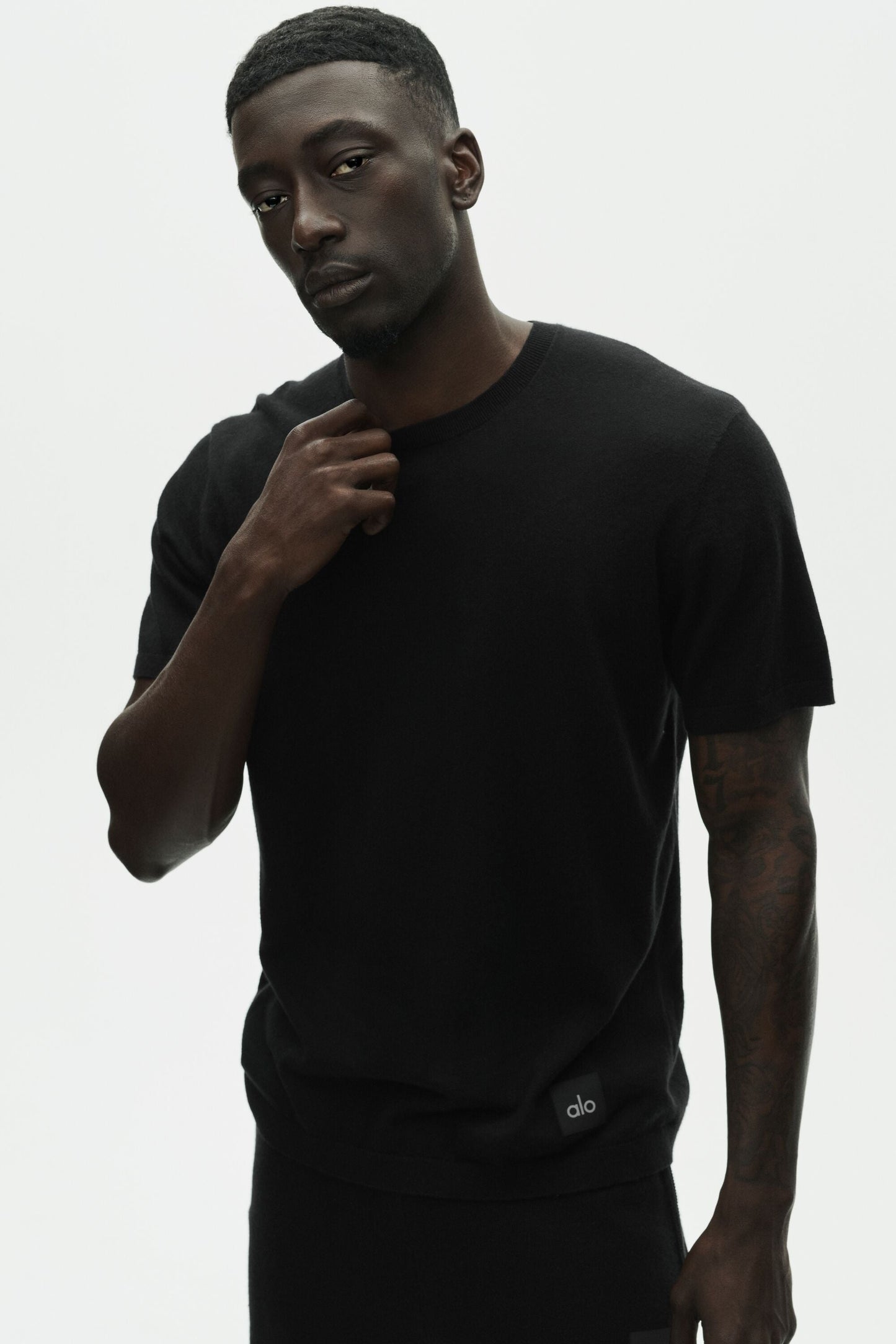 Cotton Cashmere Ever Soft Short Sleeve Crew - Black