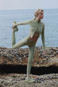 Seamless High-Waist Two Tone Rib Legging - Dune Grass Heather