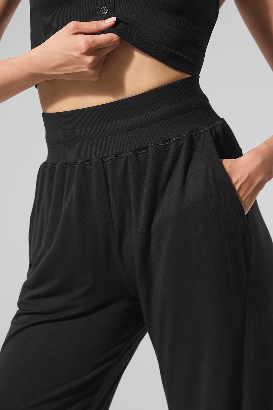 Semi-Sheer Delicate Lounge Flare Pant (Regular) - Black