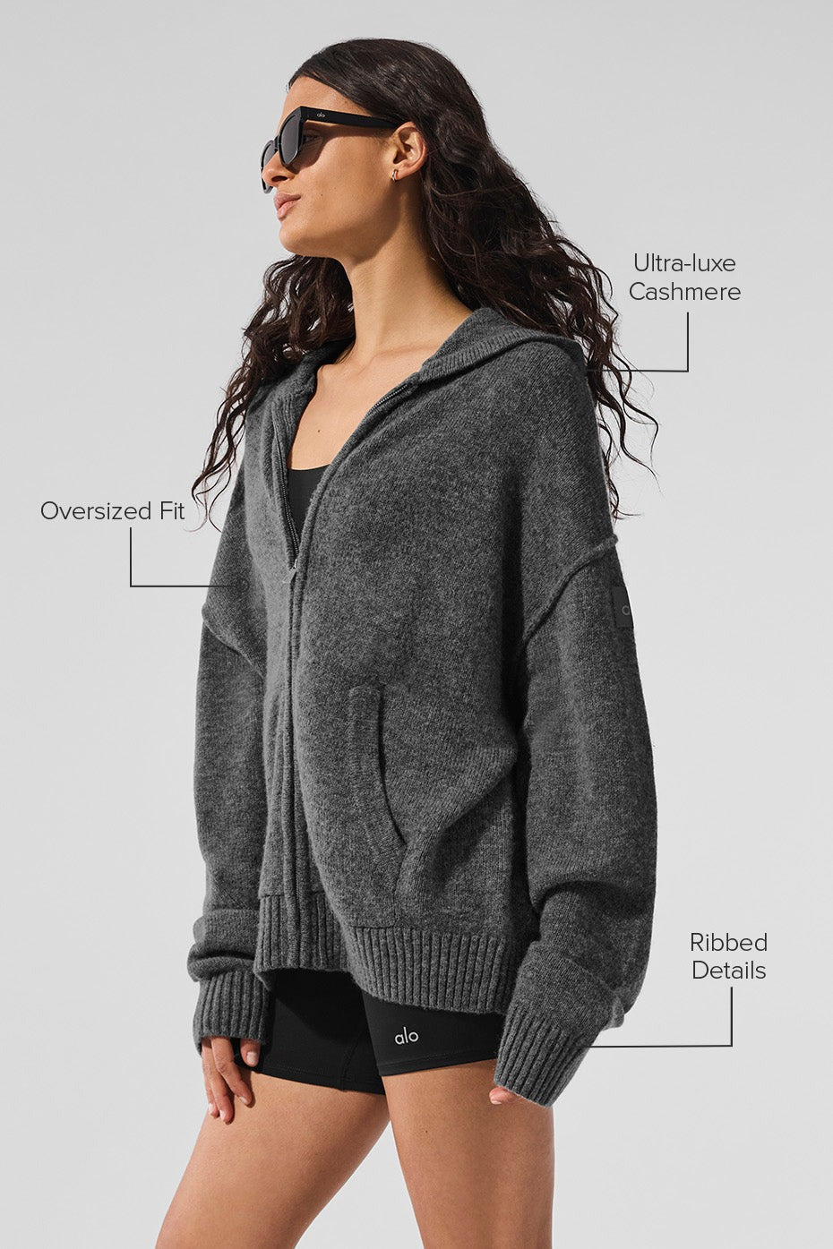 Wool Cashmere New Class Full Zip Hoodie - Platinum Grey