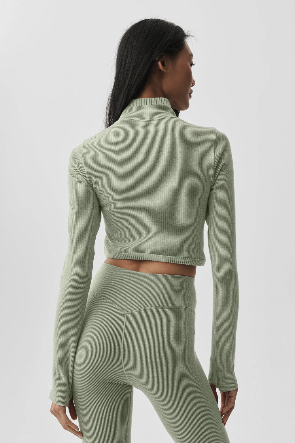 Seamless Two Tone Rib Jacket - Dune Grass Heather