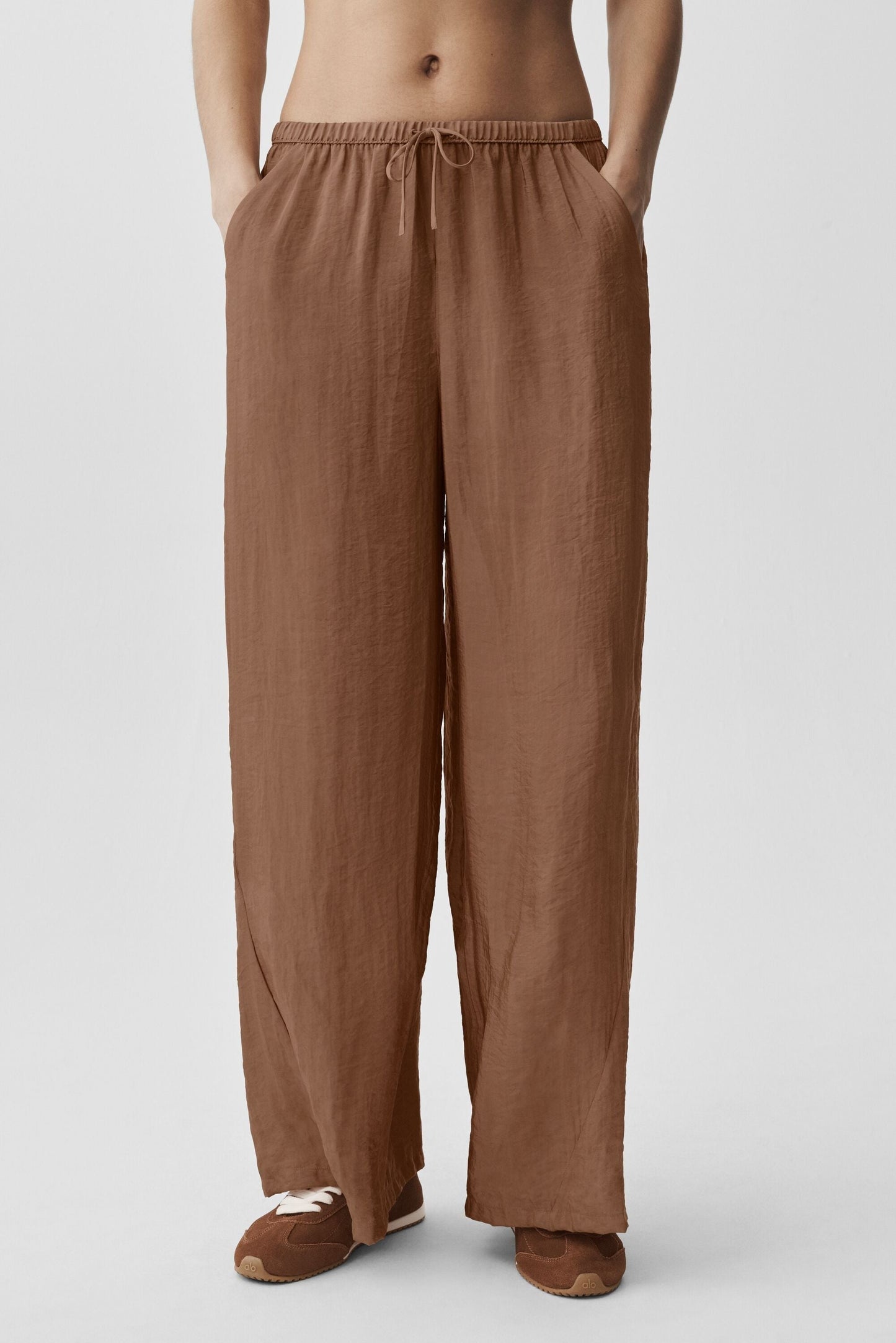 Semi-Sheer Golden Hour High-Waist Straight Leg Pant - Sun Kissed Brown