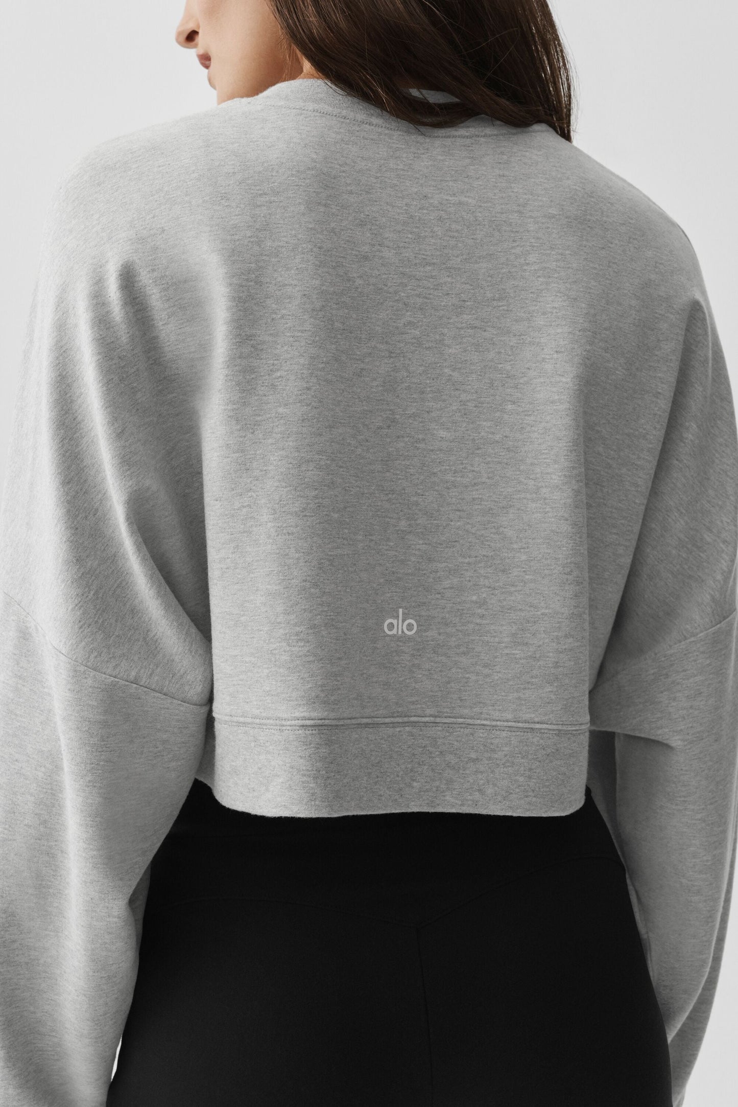 Cropped Sway Crew Neck Pullover - Athletic Heather Grey