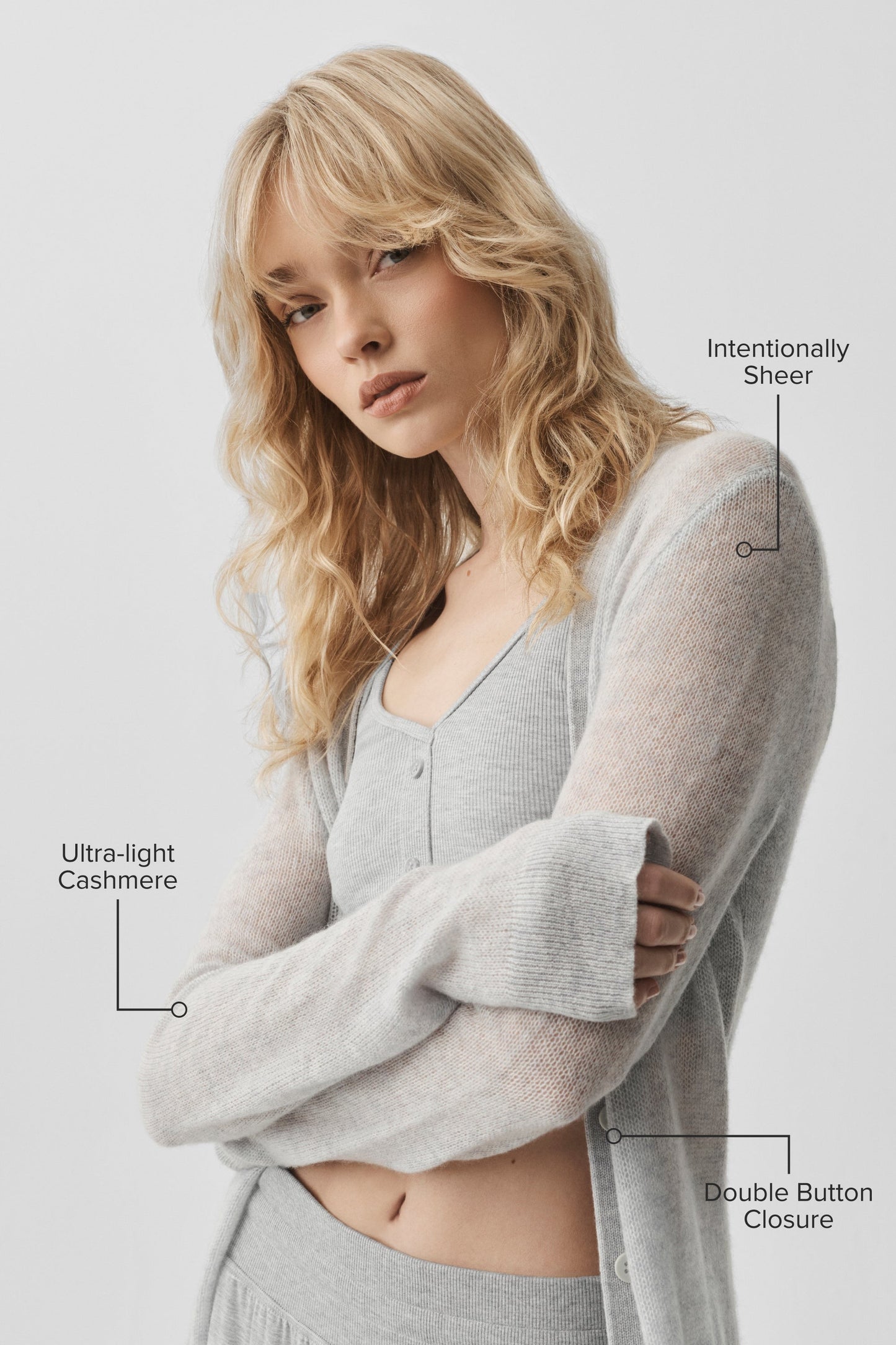 Sheer Cashmere Long Cardigan - Athletic Heather Grey
