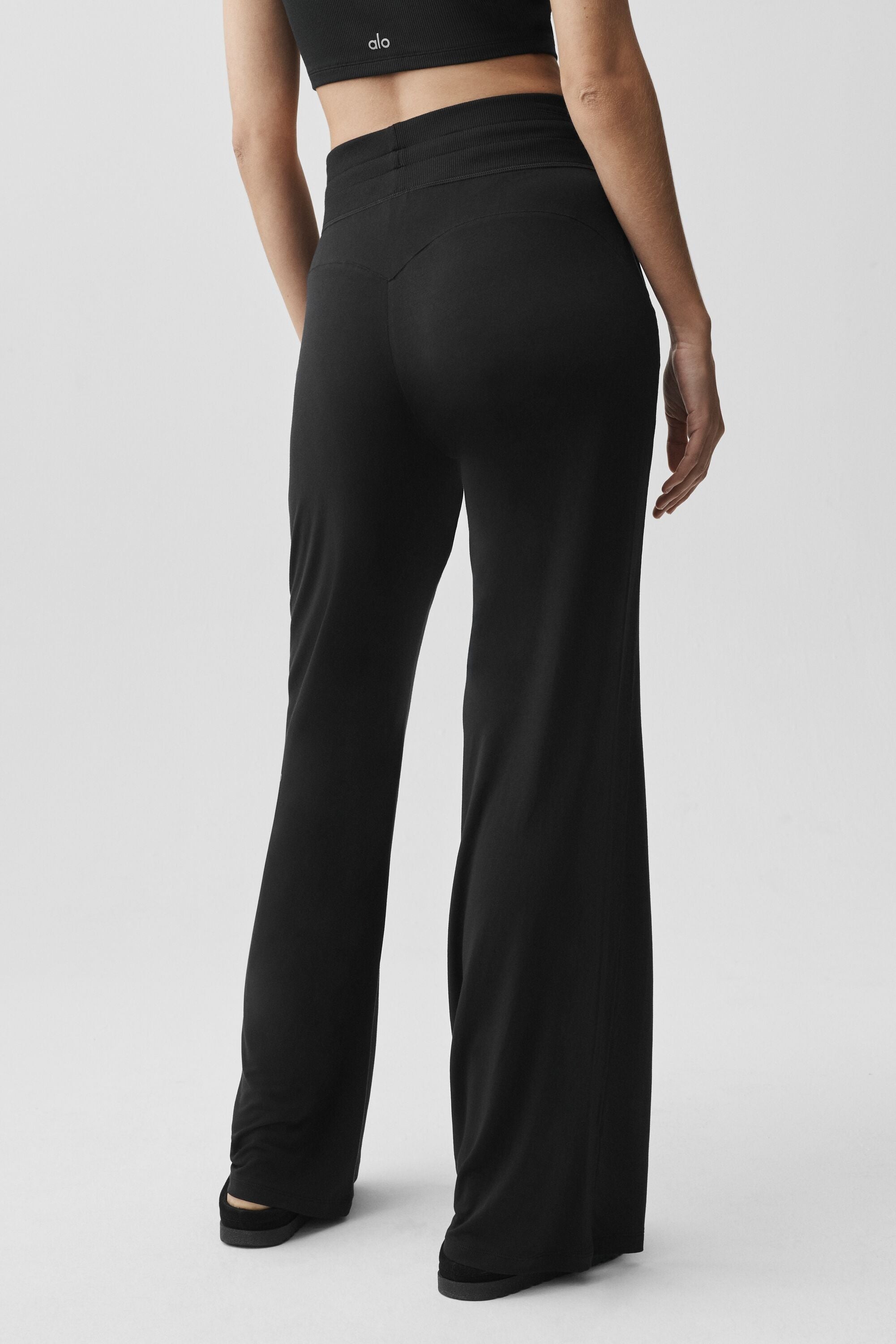 Semi-Sheer Delicate Lounge Flare Pant (Long) - Black
