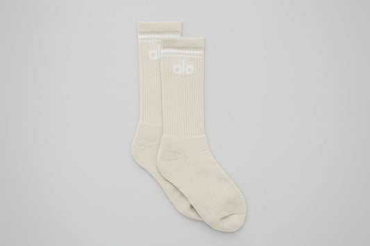 Unisex Throwback Sock - Bone/White