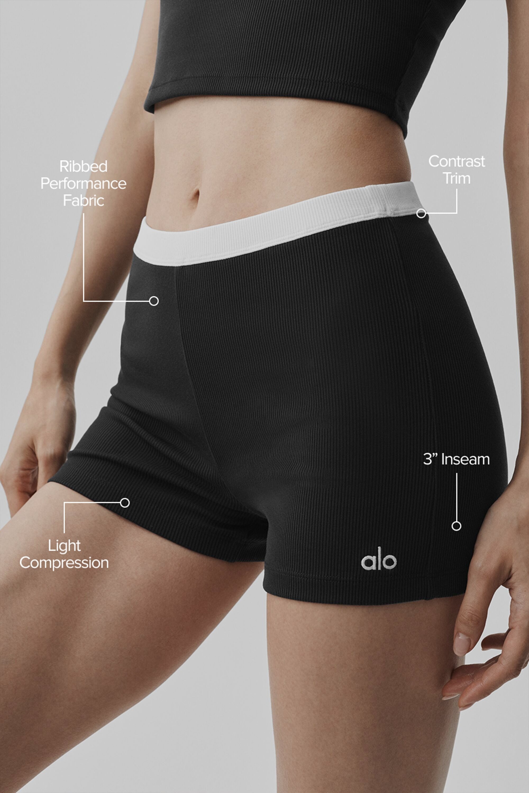 Goddess Ribbed High-Waist First Pick Short - Black/White