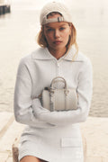 Scholar Knit Cropped Full Zip Jacket - White Heather