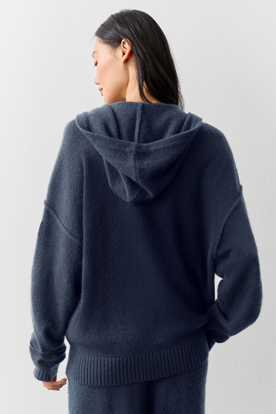 Wool Cashmere New Class Full Zip Hoodie - Navy