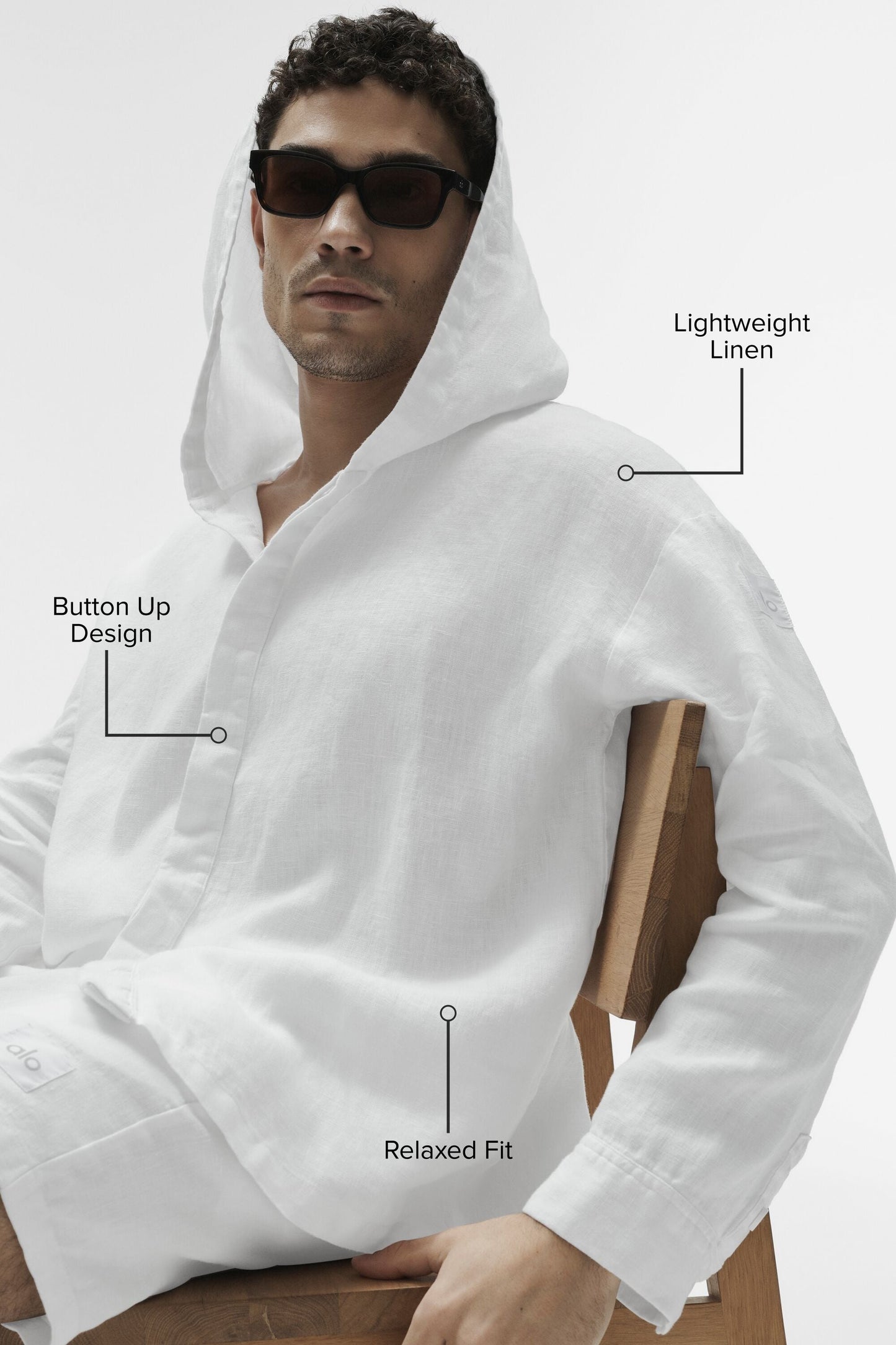 Linen Days Button Up Hoodie - White