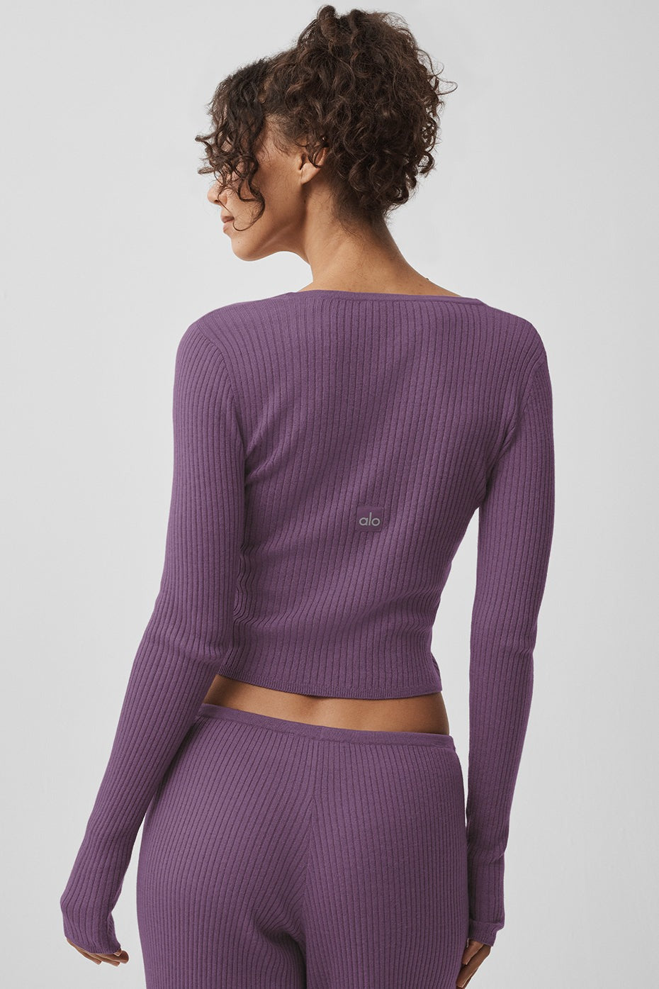 Sweater Knit Unwind Long Sleeve - Plum Kiss