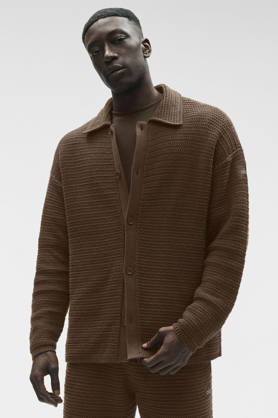 Shift Knit Button Up Long Sleeve - Espresso