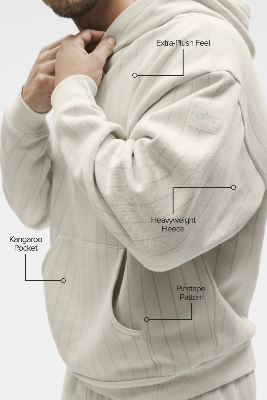 Pinstripe Hoodie - Bone Pinstripe