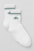 Unisex Half-Crew Throwback Sock - White/Clover Green